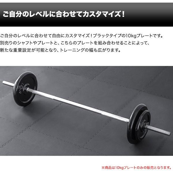 バーベル 用 プレート 10kg 2個セット ブラックアイアン 追加プレート
