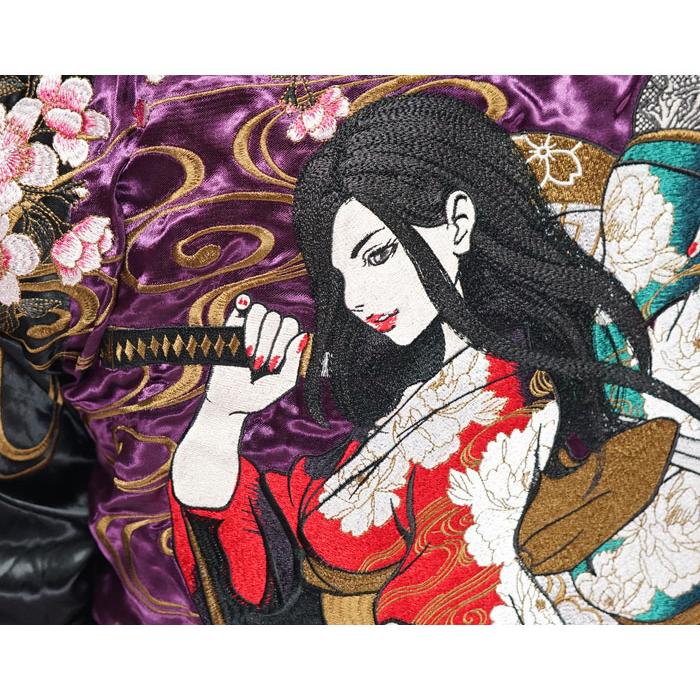絡繰魂 抜刀娘 バットウムスメ 和柄 スカジャン メンズ リバーシブル