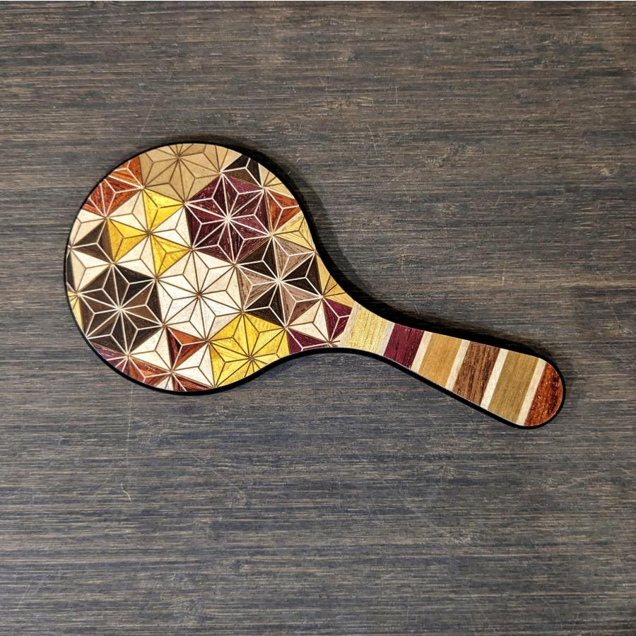 箱根寄木細工 手鏡 麻の葉亀甲柄 ハンドミラー : MA by So Shi Te