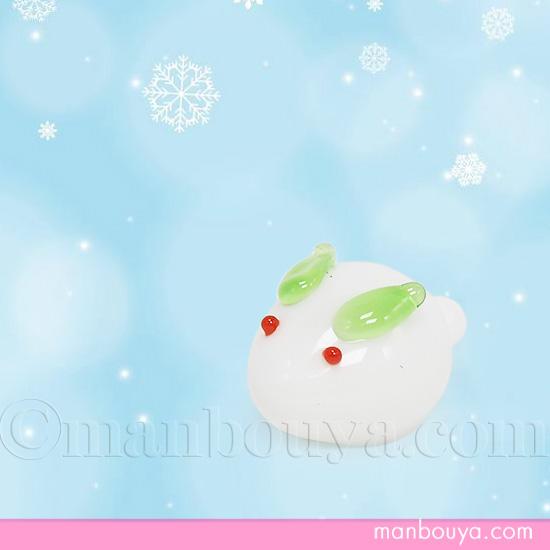 雪うさぎ ガラス細工 かわいい ミニチュア 置物 ゆきうさぎ Mサイズ