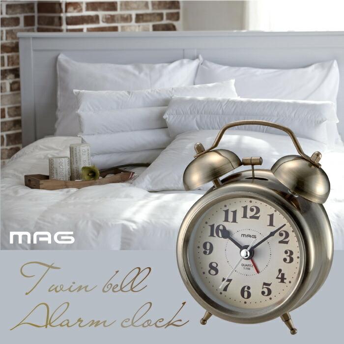 ノア精密 置き時計 目覚まし時計 MAG ツインベル アラームクロック