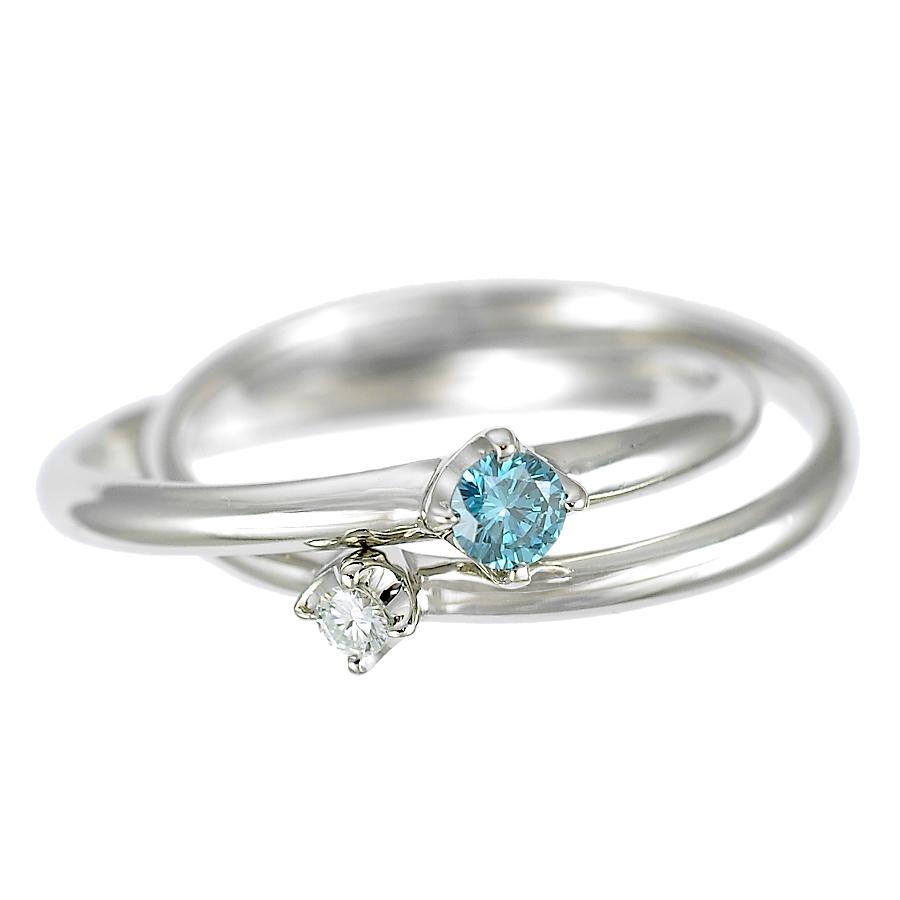 4℃（ヨンドシー） リング Pt950 プラチナ ダイヤモンド ブルー