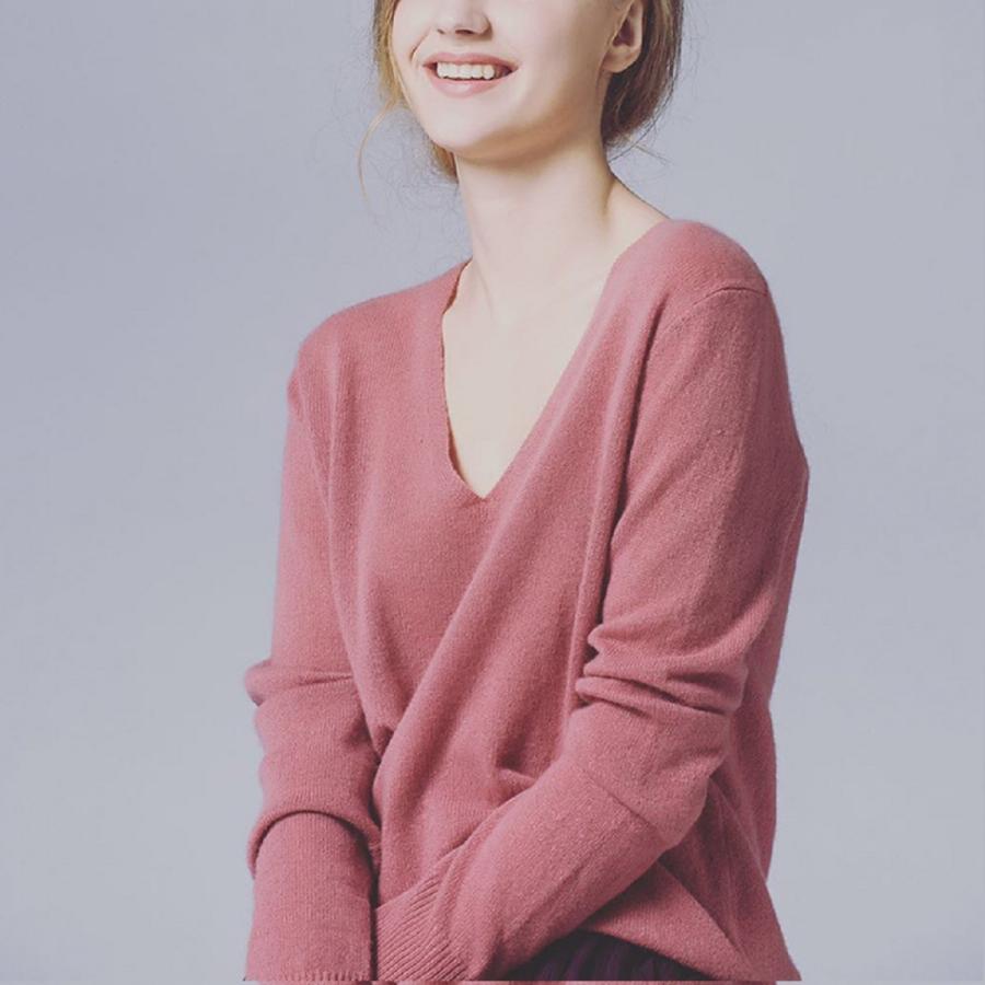 上質カシミヤVネックセーター、ローズピンク系 : 三和軒 - 通販