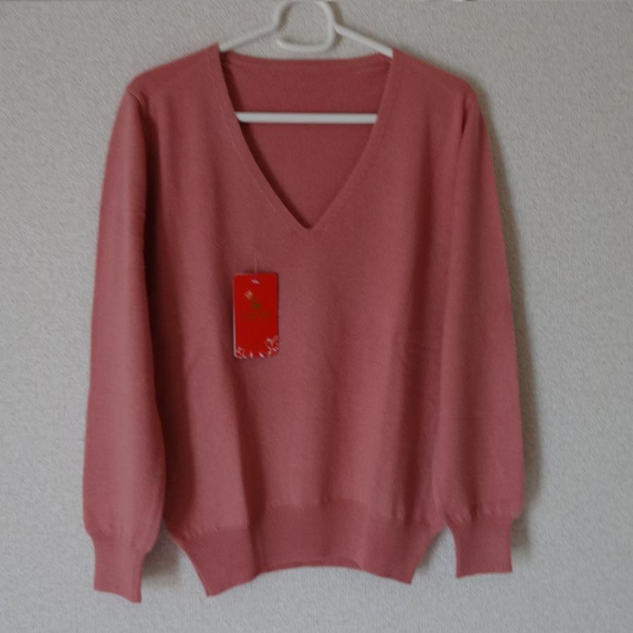 上質カシミヤVネックセーター、ローズピンク系 : 三和軒 - 通販