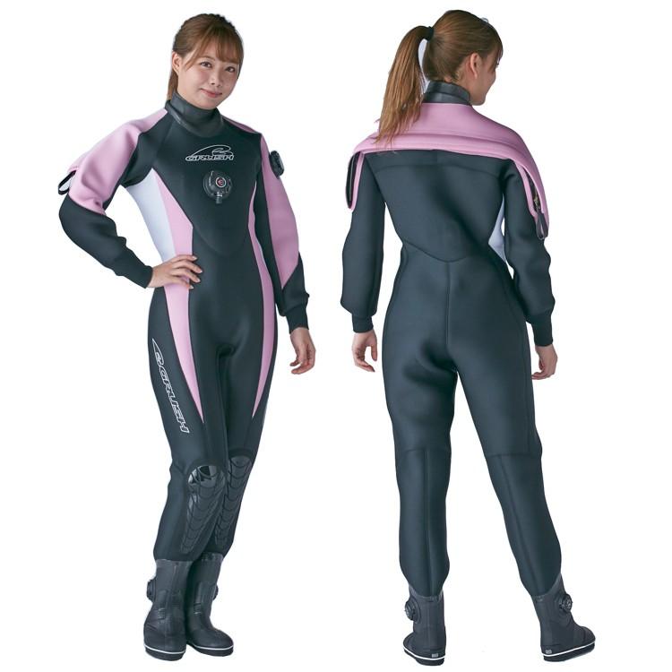 GRUSHドライスーツ レディース DRY SUITS (BK / PK WT) ダイビング用