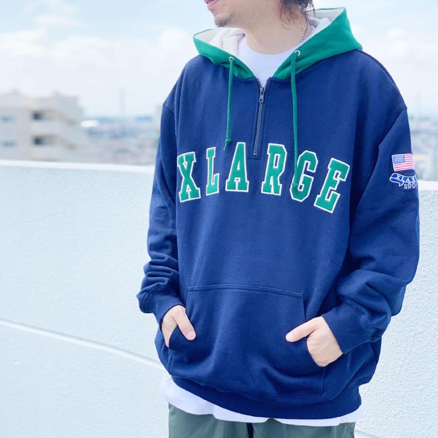 XLARGE（エクストラ ラージ） 全2色 パーカー CONTRAST COLOR HALF ZIP