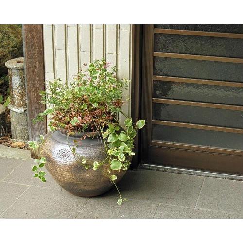 在庫数限り 信楽焼 大きな 花瓶 焼締 丸壷型 13号 おしゃれ 大壺 つぼ