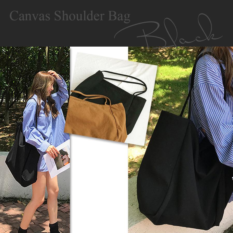 キャンバスショルダーバッグ ユニセックス A4収納 大きめバッグ マチ
