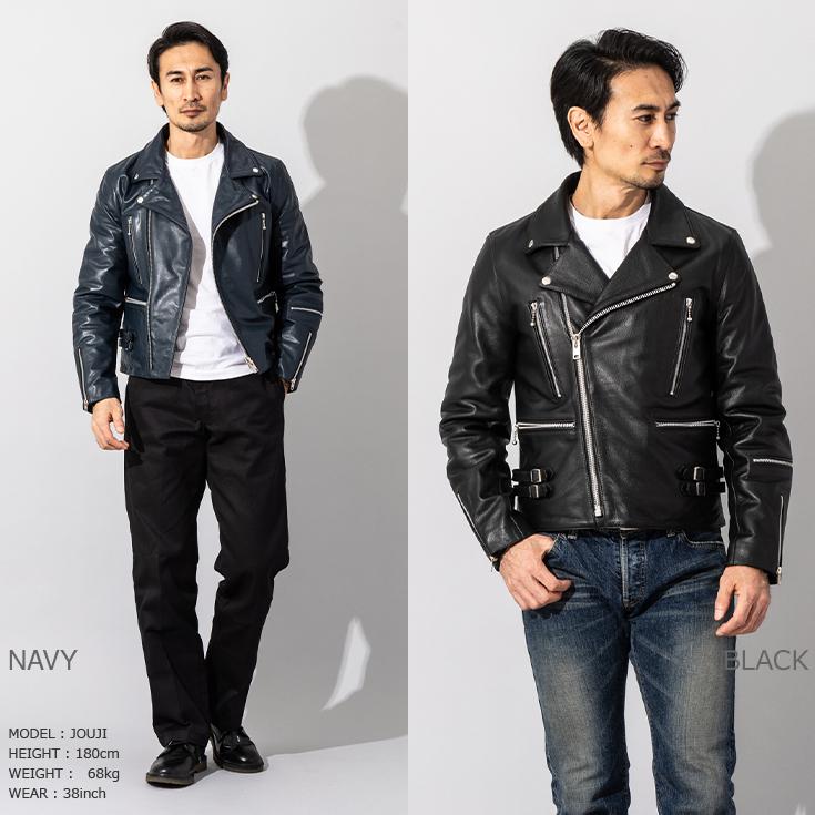 Horn Works 本革 UKタイプ ダブルライダースジャケット メンズ ホーン