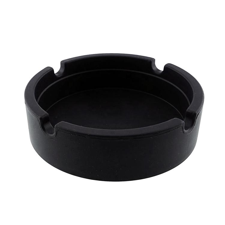 シリコン製灰皿 ブラック 直径8.3cm 円形 割れない灰皿 柔らか素材で