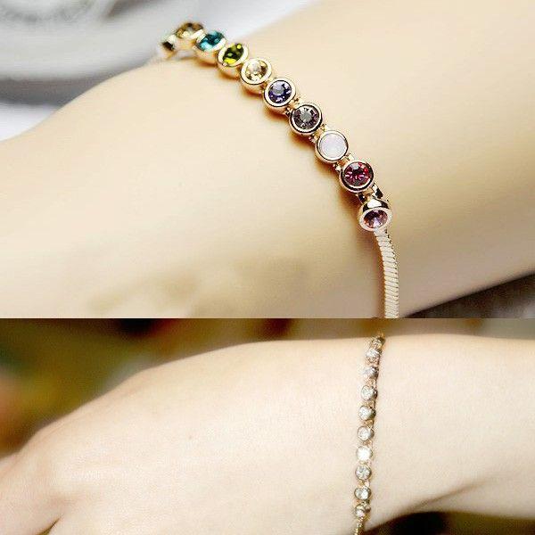 スワロフスキー エレメント ブレスレット K18 18金GP 18k : カスピー