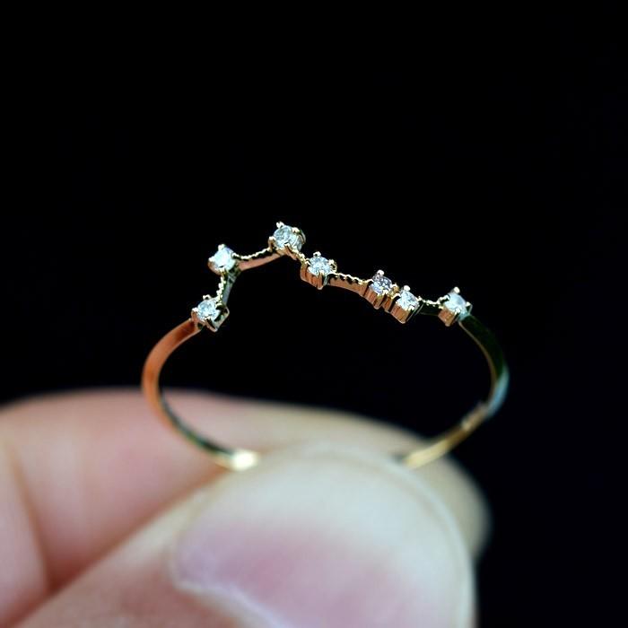 リング ダイヤモンド 0.05ct 北斗七星 指輪 レディース 18金 18k
