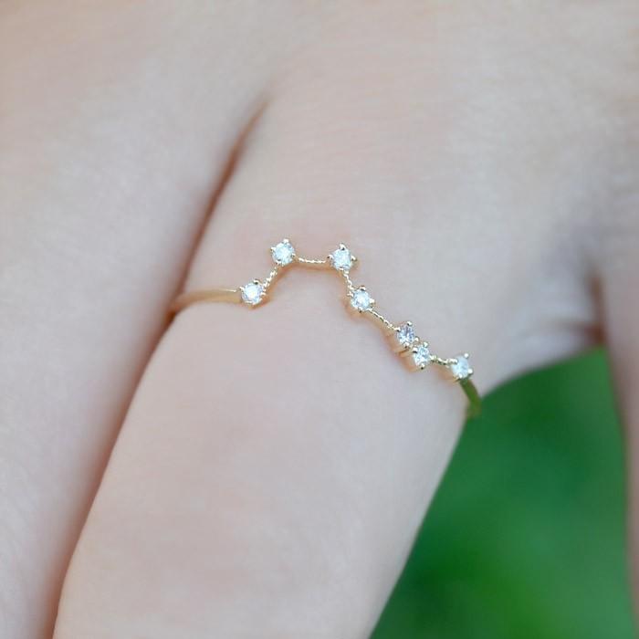 リング ダイヤモンド 0.05ct 北斗七星 指輪 レディース 18金 18k