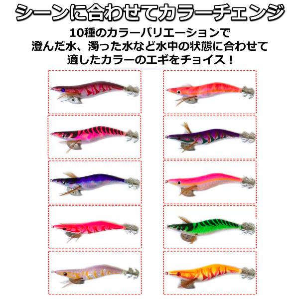 エギング 10本セット エギ 餌木 ルアー 夜光 蓄光 仕掛け イカ釣り 2.5