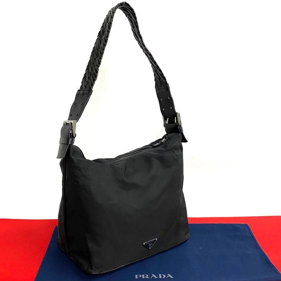 PRADA プラダ ワンショルダー トートバッグ 三角ロゴ ナイロン ブラック