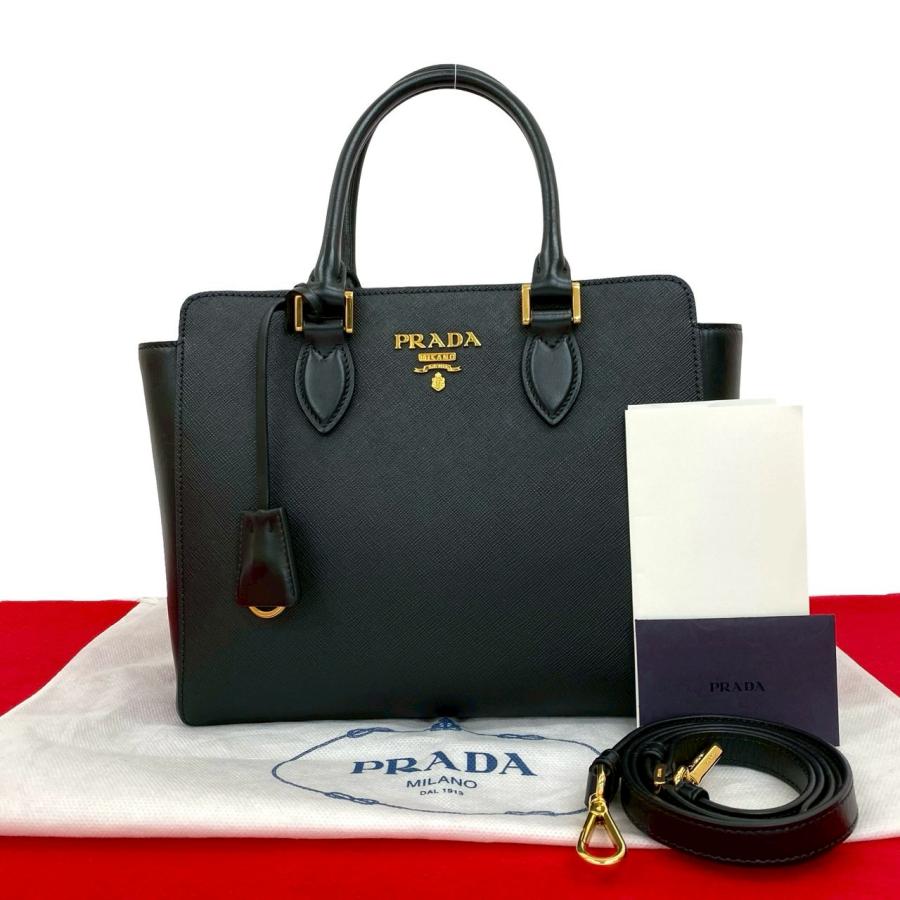 PRADA（プラダ） ほぼ未使用 袋付 ガレリア ロゴ 金具 サフィアーノ