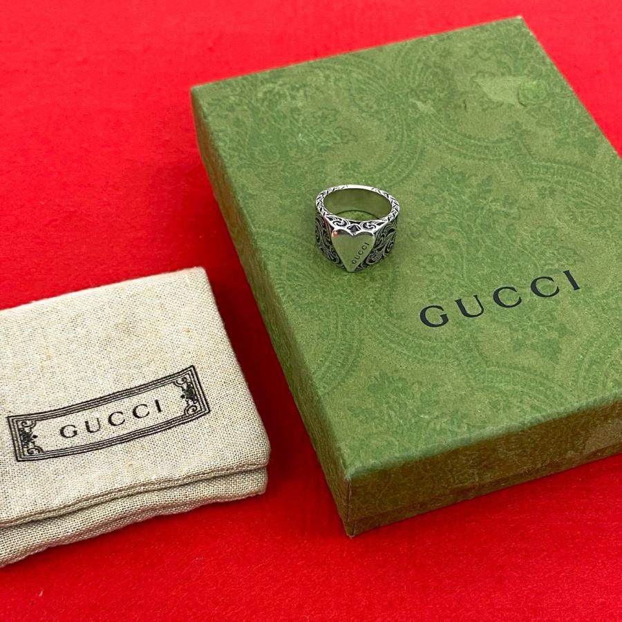 GUCCI（グッチ） 極 美品 箱 袋付き ロゴ アラベスク ハート リング