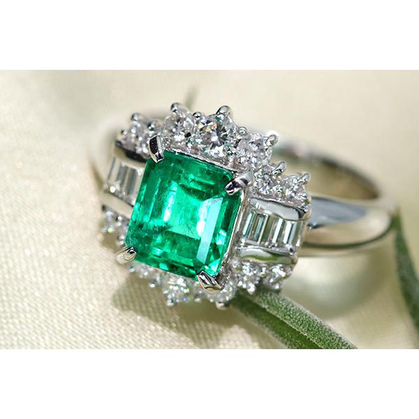 エメラルド リング/指輪 1.620カラット プラチナ900 PT900 上質 高い