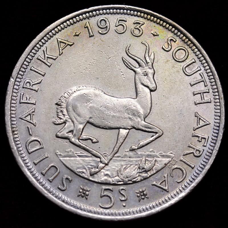 南アフリカ 1953年 5シリング 大型銀貨 エリザベス : エルズ