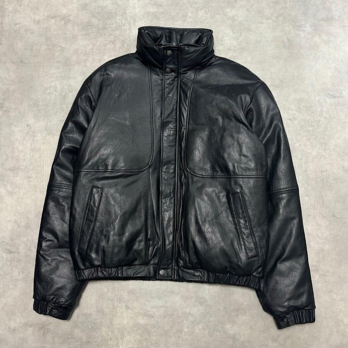 80'S EDDIE BAUER Leather Down Jacket M/BLACK 80年代 エディバウアー