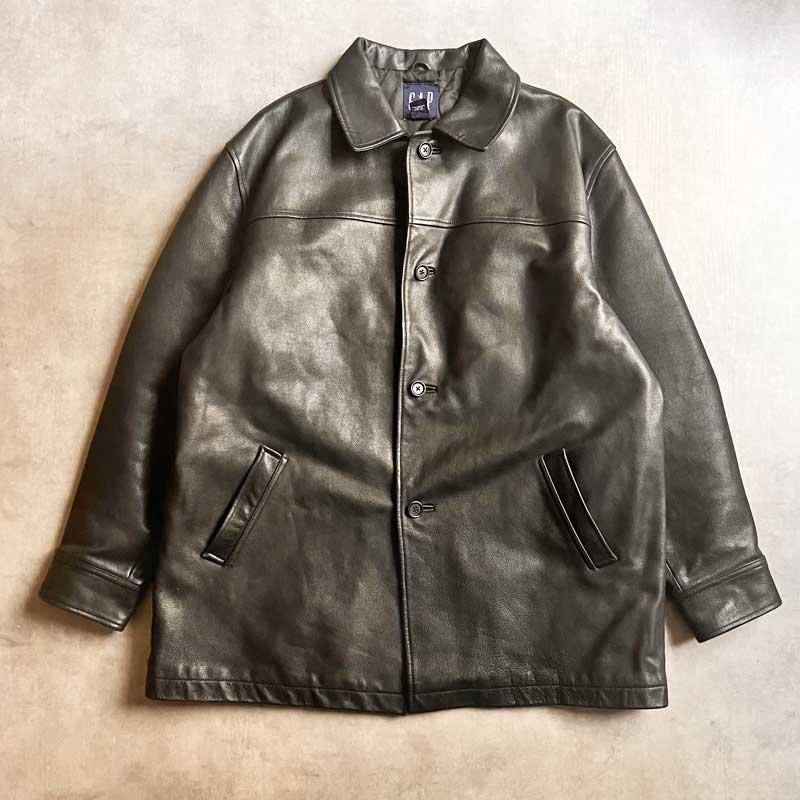 GAP（ギャップ） 90'S GAP Leather Car Coat BLACK/XL 90年代 レザー