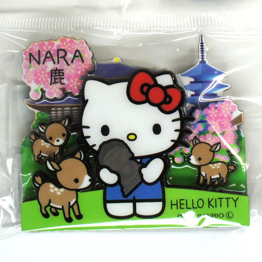 奈良みやげ】奈良鹿 キティ― 木製マグネット 奈良限定 マグネット