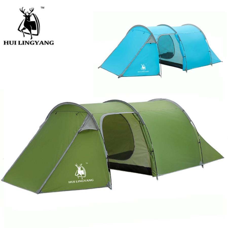 テント 2ルームテント トンネル型 3〜4人用 簡単 防水 キャンプ