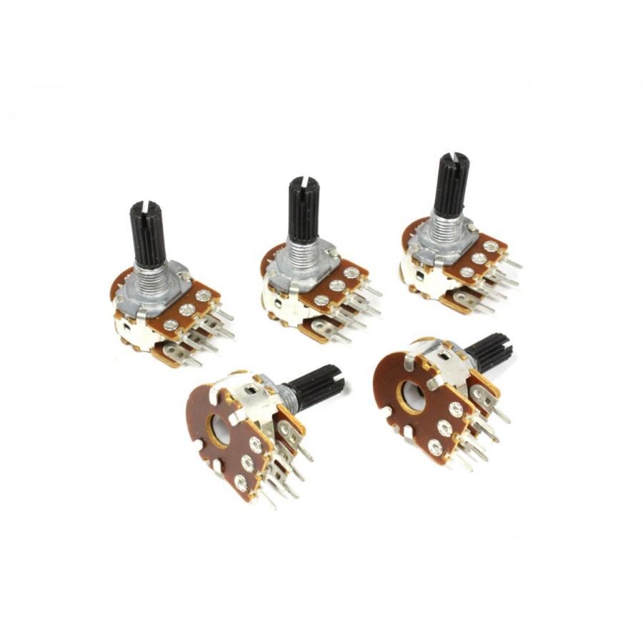 ボリューム抵抗 17mmタイプ 2連 Aカーブ20kΩ 6mmローレット軸 5個