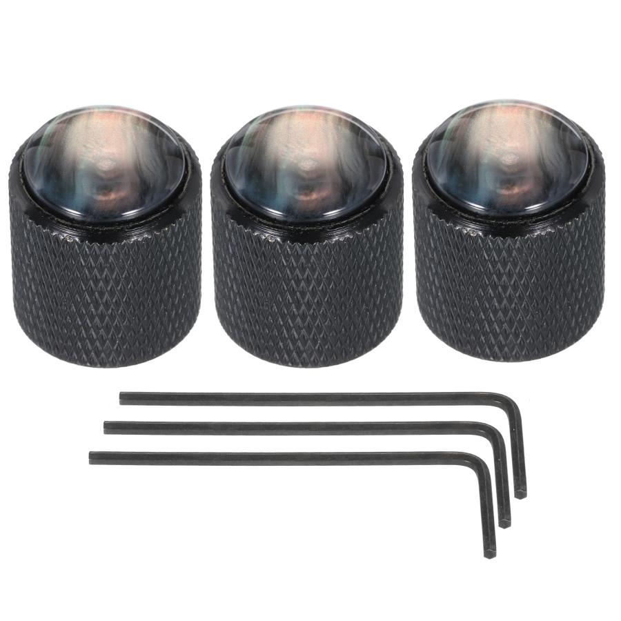 uxcell ギターベースドームノブ 黒シェルトップ 6mm 黒メタル