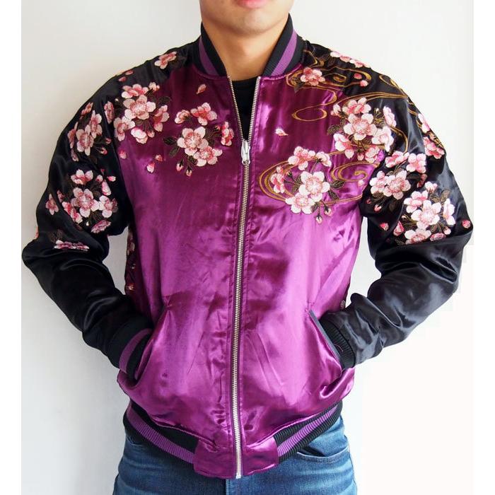 抜刀娘 スカジャン 妃那×凛 sj 刺繍 リバーシブル”桜” 和柄 スーベニア