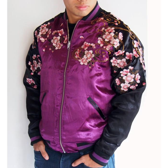 抜刀娘 スカジャン 妃那×凛 sj 刺繍 リバーシブル”桜” 和柄 スーベニア