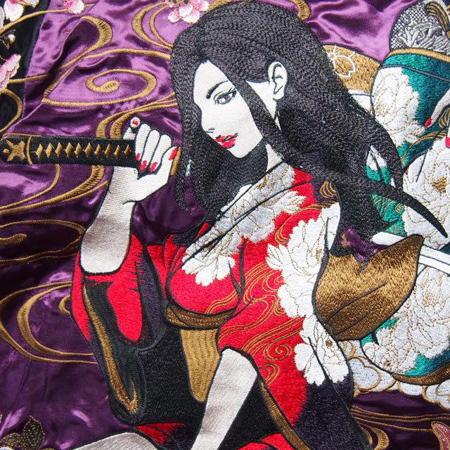 抜刀娘 スカジャン 妃那×凛 sj 刺繍 リバーシブル”桜” 和柄 スーベニア