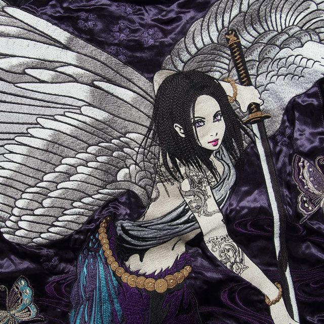 抜刀娘 凛 エンジェル スカジャン 刺繍 リバーシブル 和柄 ジャンパー