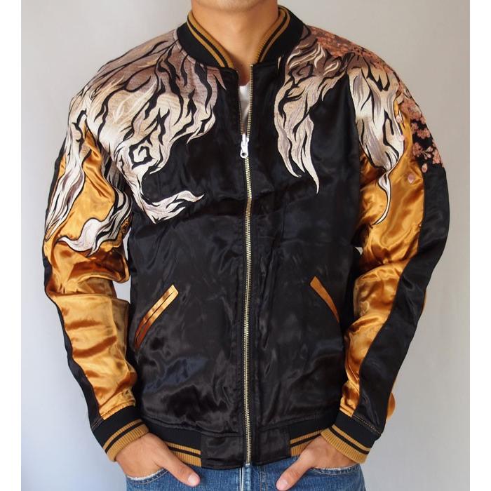 絡繰魂 スカジャン メンズ レディース 桜九尾・極スカジャン 刺繍