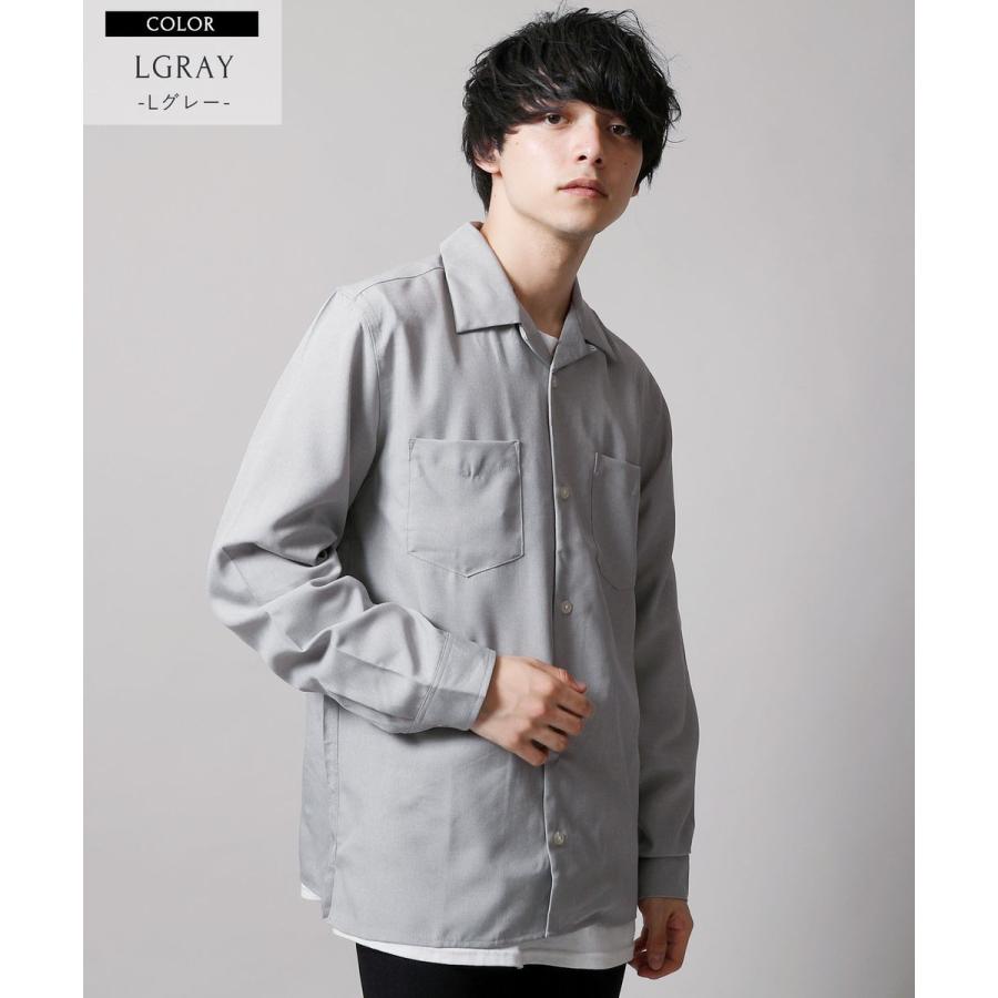 オープンカラー シャツ メンズ 長袖 オープンカラーシャツ ポケット