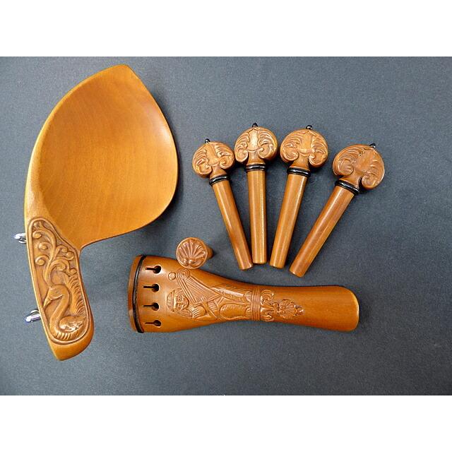 EP無し 彫刻入り #4 ボックスウッド バイオリン フィッティング セット