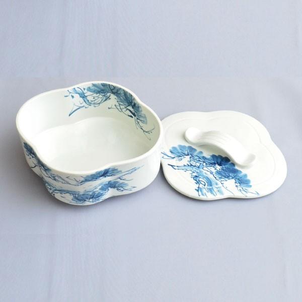 菓子鉢 茶道具 石崎靖典 作 染付老松喰籠 : 茶道具専門店 (有)菊池商店