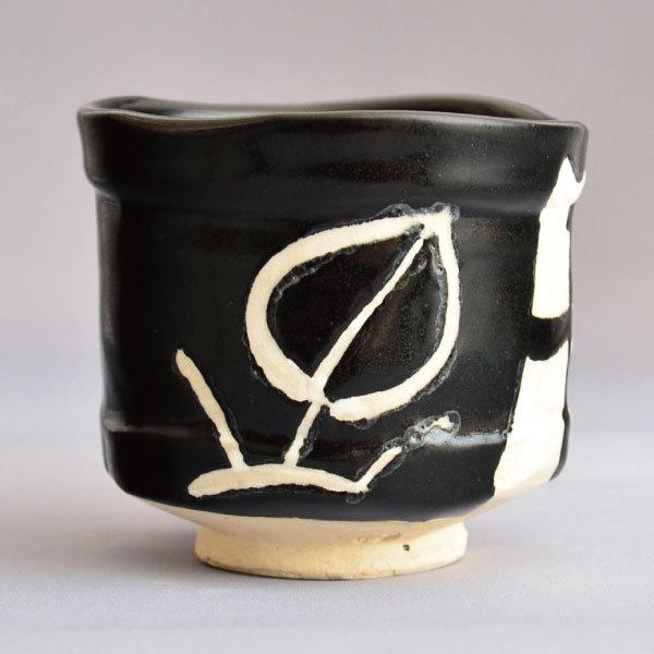 茶碗 茶道具 田中源彦 作 冬枯写 黒織部筒茶碗 : 茶道具専門店 (有