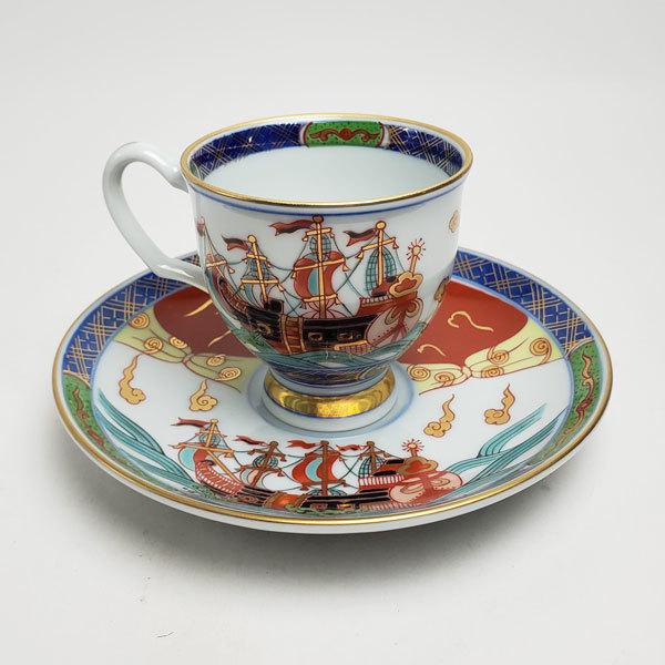 コーヒーカップ コーヒー碗皿 有田焼 染錦オランダ人 珈琲碗皿（1客