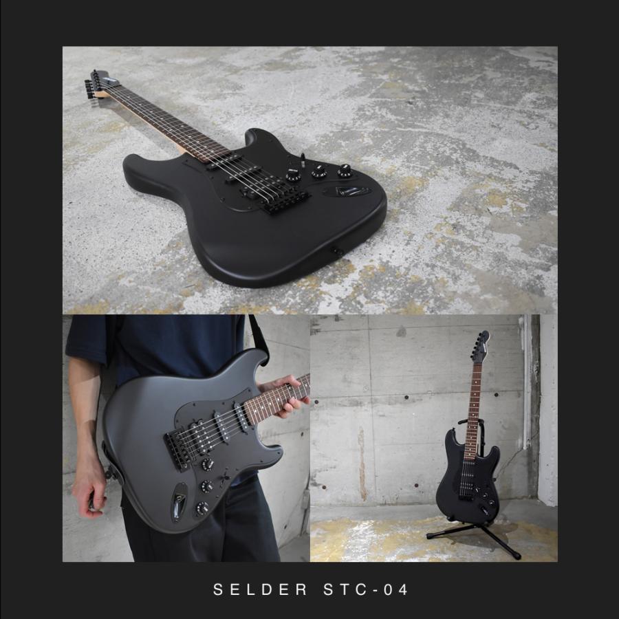 SELDER エレキギター ブラックマット仕様 STC-04 単品〔ソフトケース