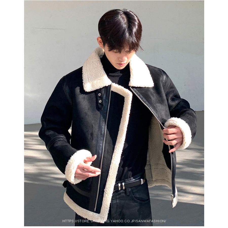メンズ革ジャン ムートンコート レザージャケット 裏起毛 ムートン