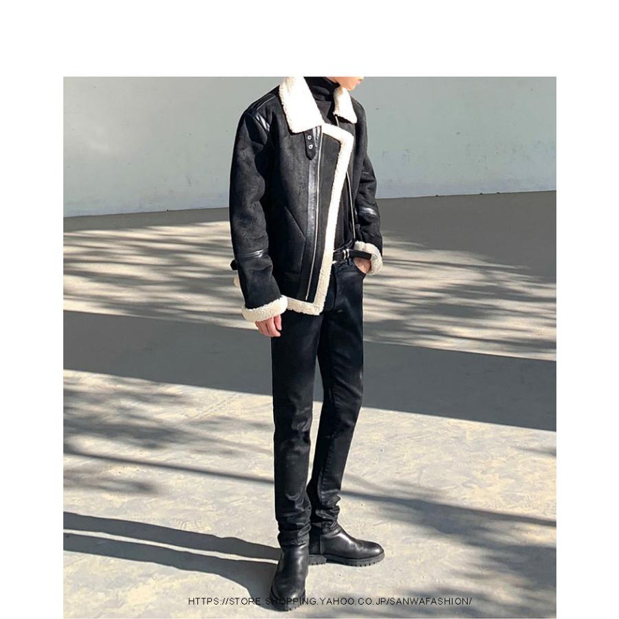 メンズ革ジャン ムートンコート レザージャケット 裏起毛 ムートン