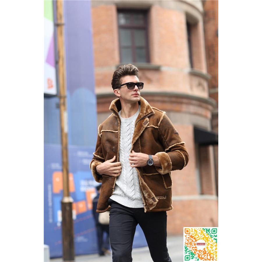 メンズ革ジャン ムートンコート レザージャケット 裏起毛 ムートン