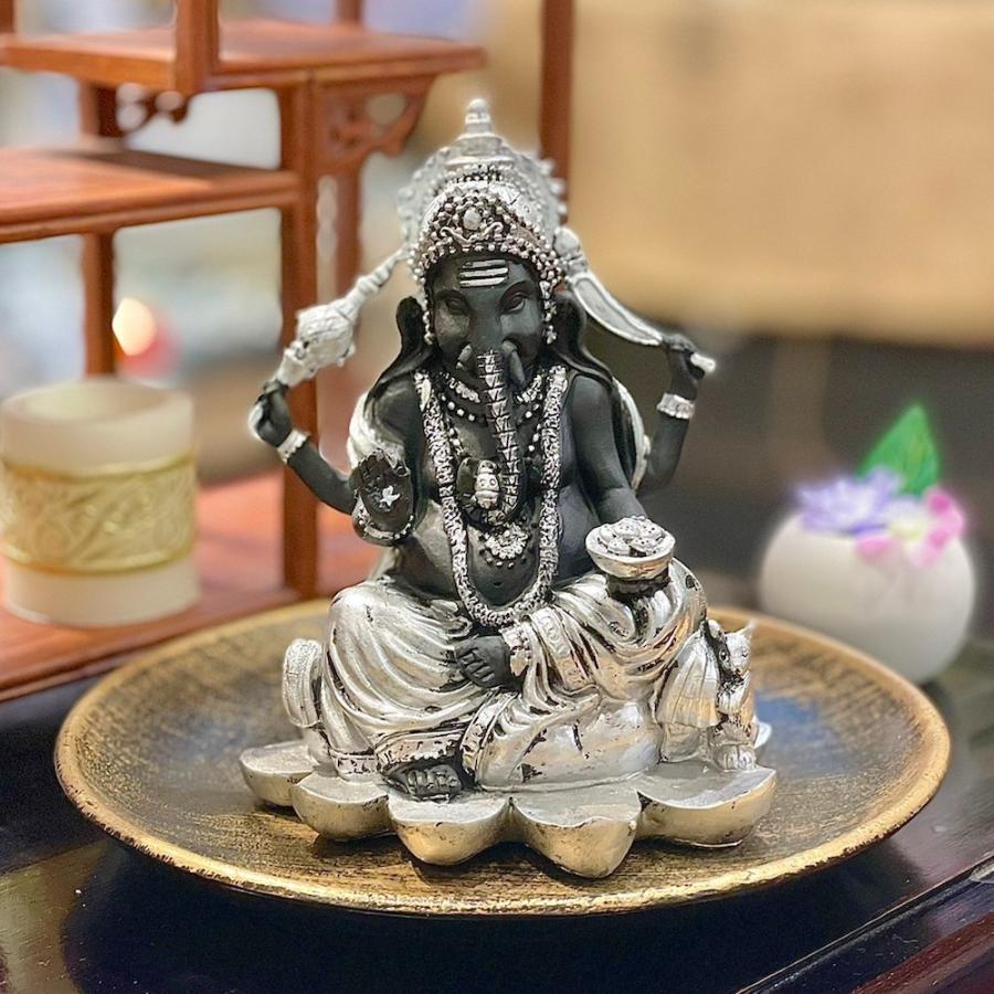 ガネーシャ像 2体セット 陶器製 商売繁盛 金運 厄除け スピリチュアル