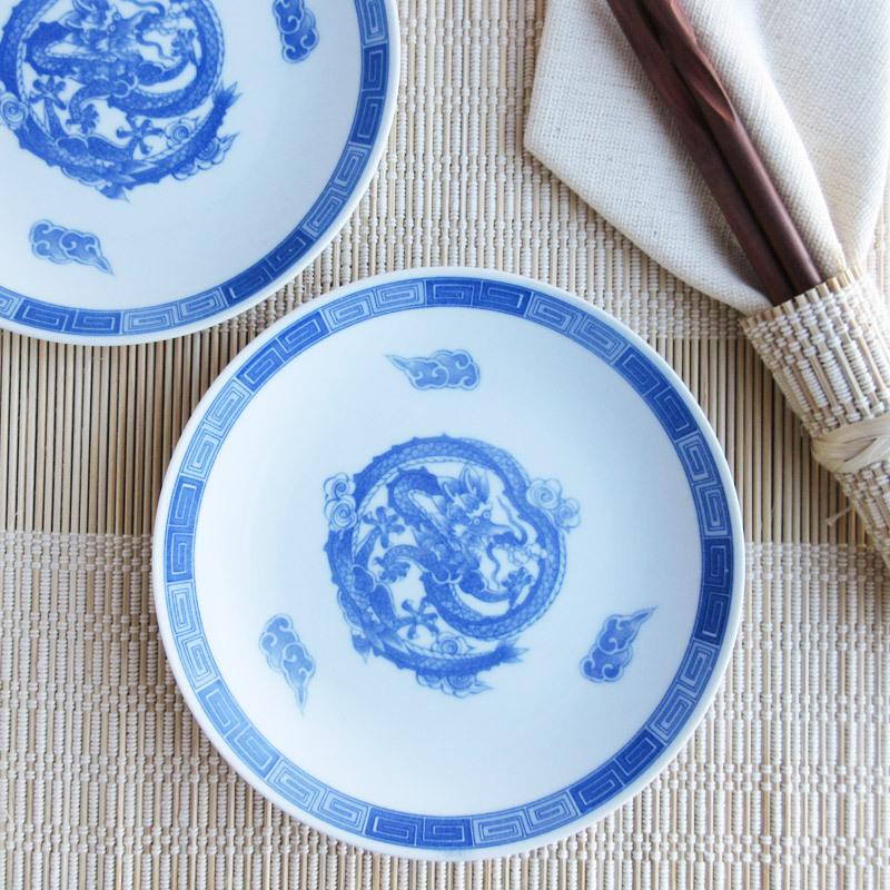 中華皿 プレート 皿 16.3cm 中華食器 中華料理 炒飯の取り皿に 青色 豆