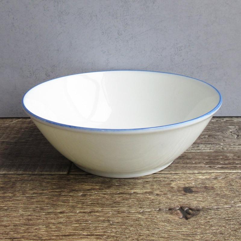 サラダボウル 小鉢 食器 ブルーライン ホーロー風 中鉢 白い食器
