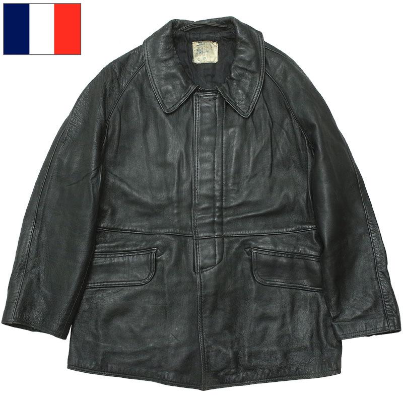 フランス軍 ファイヤーマン レザーコート ブラック USED JC143UN 実物