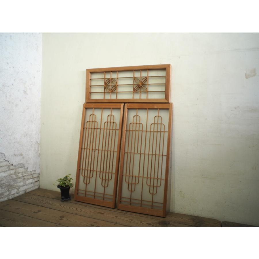 タB0377◇3枚セット◇素敵な組子細工のレトロな書院戸◇古建具 引き戸