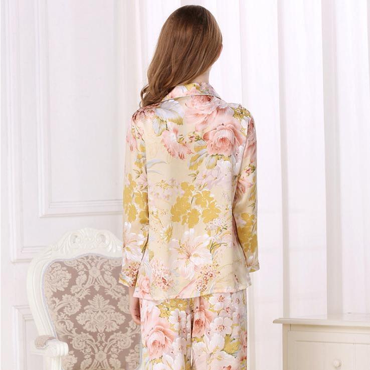 シルクパジャマ レディースパジャマ シルク100%パジャマ 繻子織り