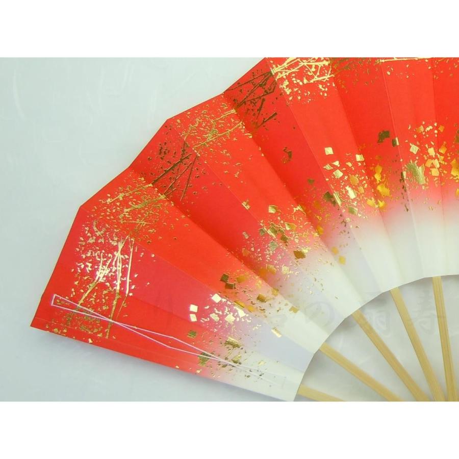 舞扇子 日本舞踊・踊り用 29cm 天地小石 てんちこいし 白竹 赤 京扇子